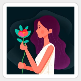 Girl with flower Sticker